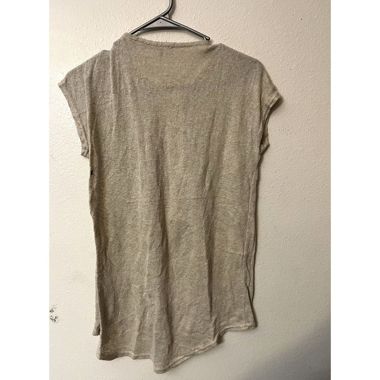 Vintage Joan Vass Studio women’s XS 1/2 zip front detail marled knit top Beige Dolman Sleeve Shirt V-Neck Zipper Size XS / US 0-2 / IT 36-38 - 3 Thumbnail