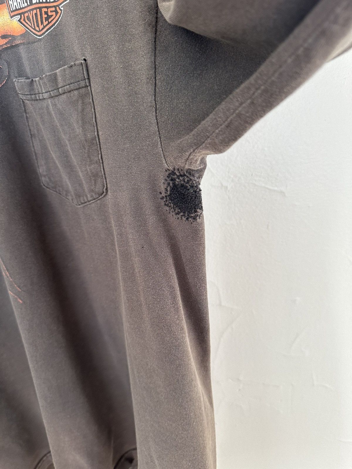 Harley Davidson (L) THRASHED & FADED Flames Black Harley Davidson Longsleeve Size US L / EU 52-54 / 3 - 8 Thumbnail
