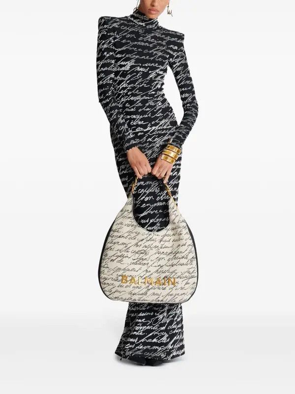 Balmain o1s1wg111225 Size:OS/1945 Soft Hobo Bag in White Size ONE SIZE - 5 Thumbnail