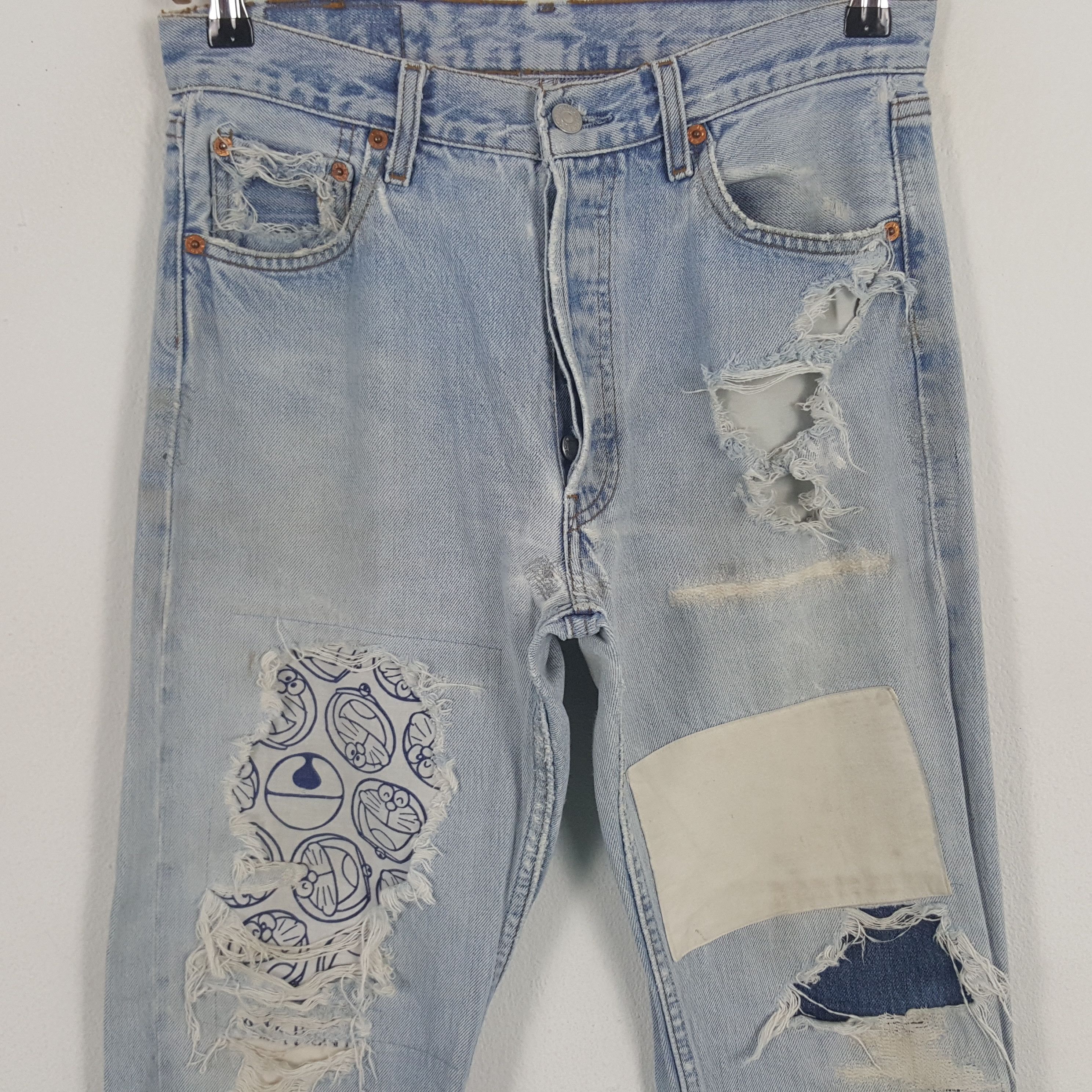 Levi's × Vintage Vintage Levi's 501 Distressed Patch Denim Jeans Size US 28 / EU 44 - 2 Thumbnail