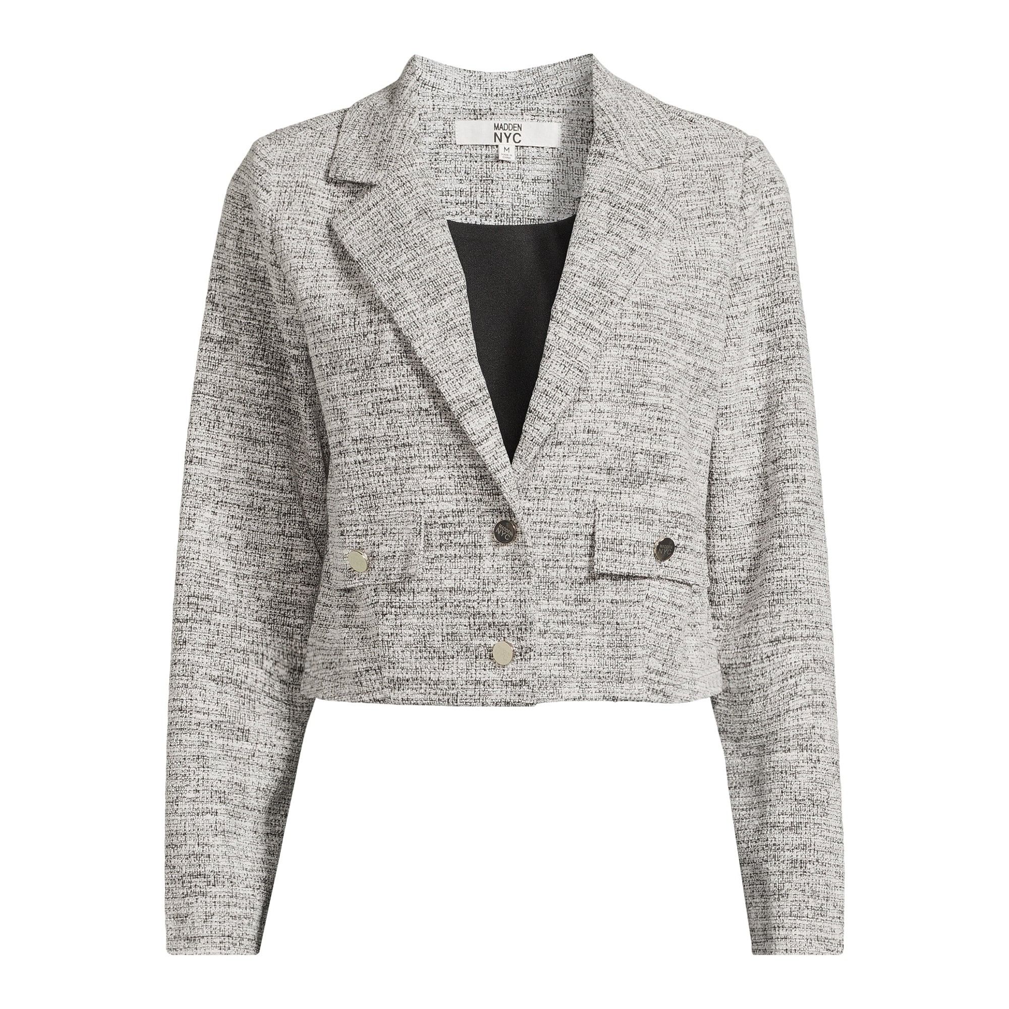 Madden NYC Madden NYC Womens Tweed Cropped Blazer Jacket Size S Size S / US 4 / IT 40 - 1 Thumbnail
