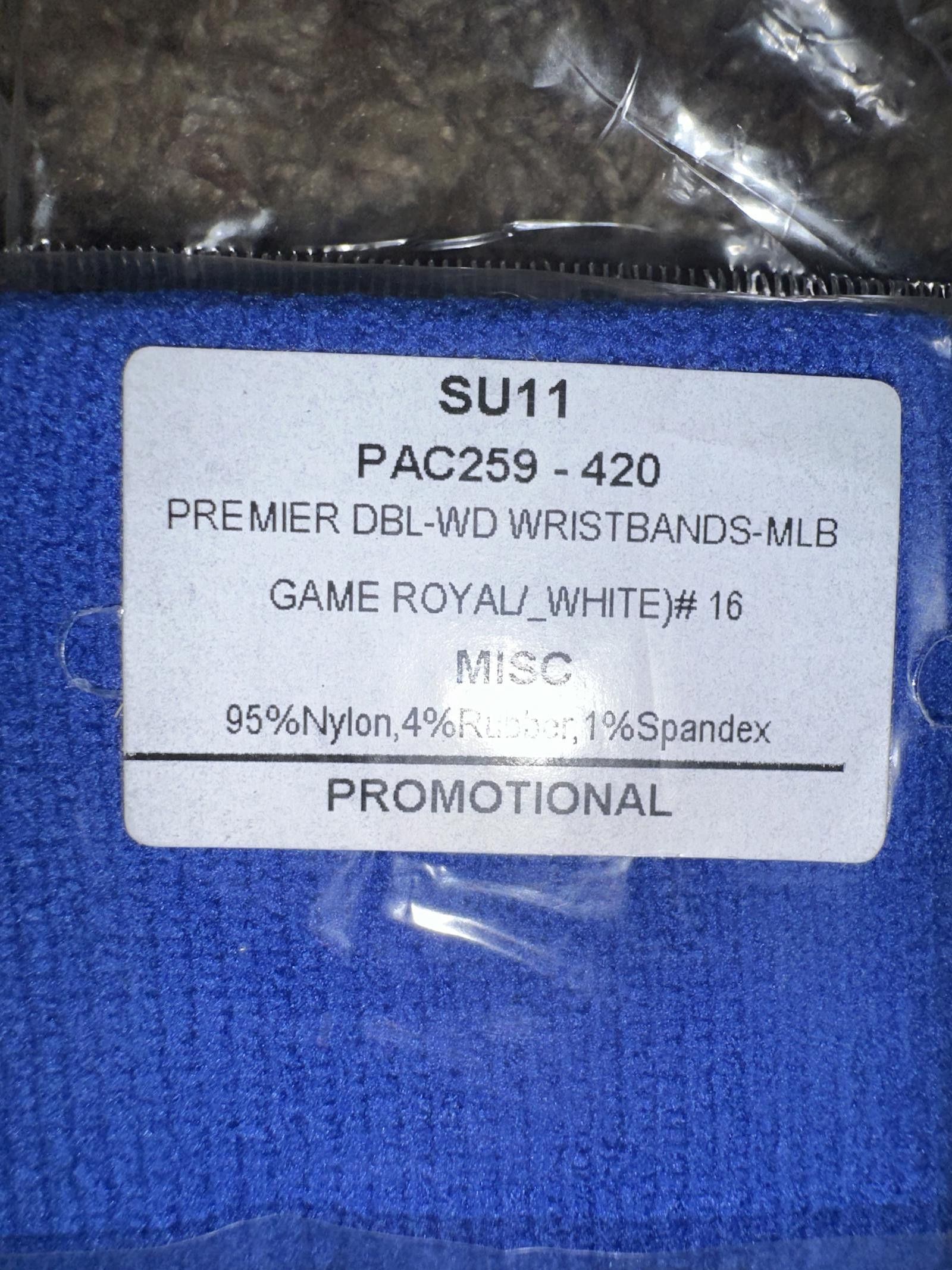 Nike Nike Premier Double Wide MLB #16 Blue Wristbands Sample 2011 Size ONE SIZE - 4 Thumbnail
