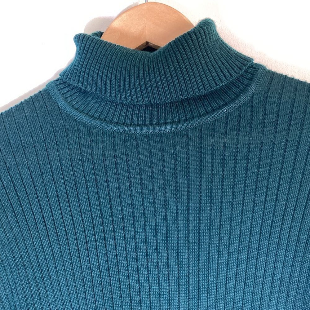 Jaeger Jaeger Vintage Forest Green Wool Ribbed Knit Pullover Turtle Size M / US 6-8 / IT 42-44 - 7 Thumbnail