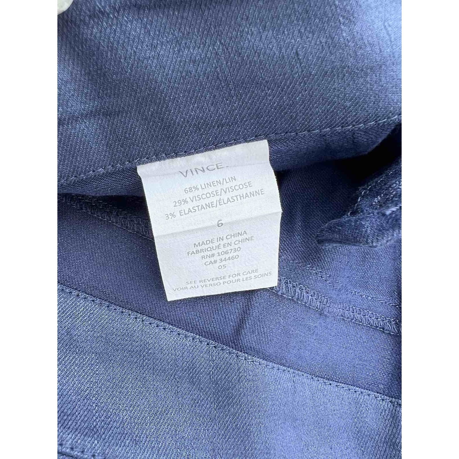 Vince VINCE Women's classic linen trousers navy Size 6 A000164 Size 28" / US 6 / IT 42 - 4 Thumbnail