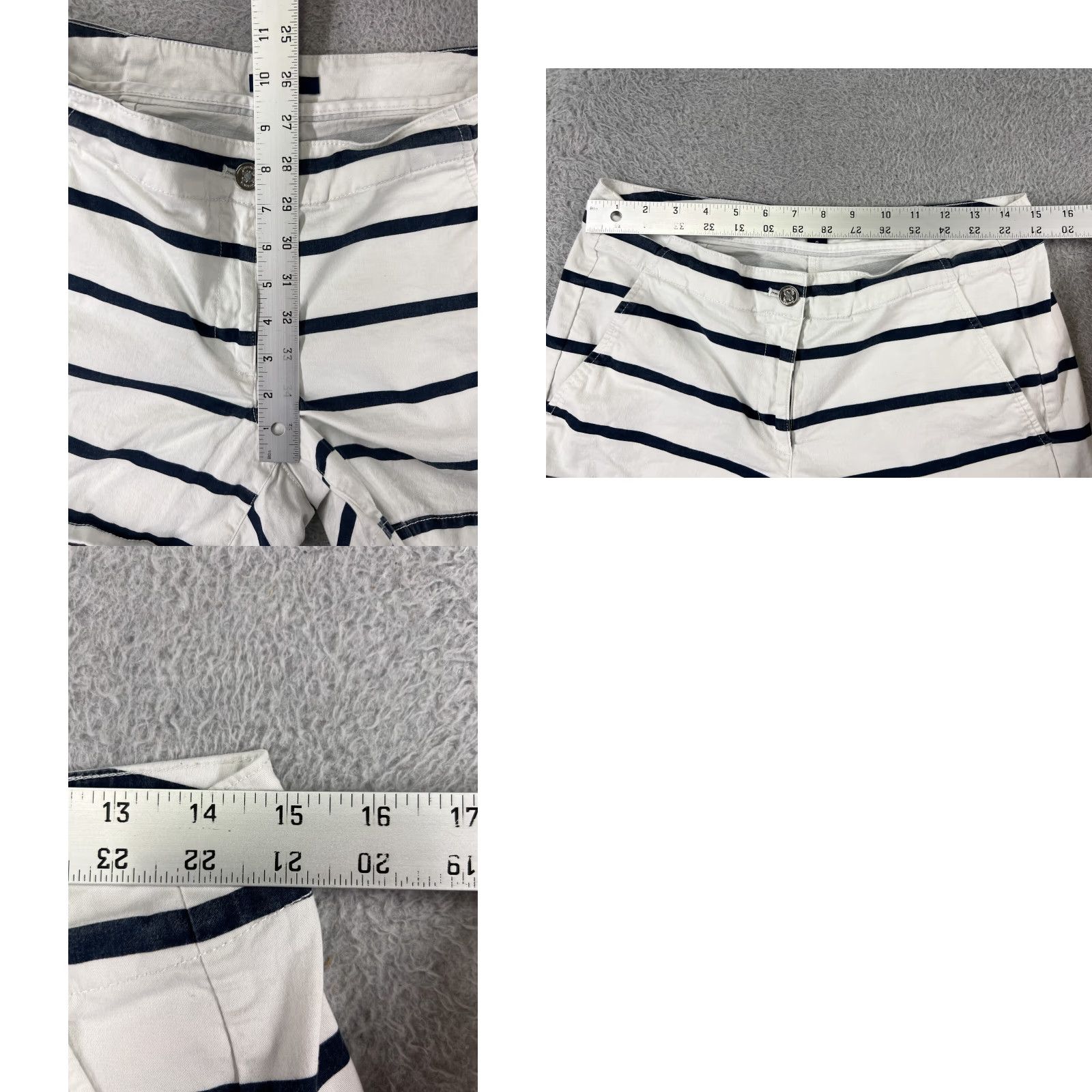 Nautica Nautica Shorts Women 6 White Stripe Twill Pockets 29x5 Cotton Blend Stretch Size 28" / US 6 / IT 42 - 9 Thumbnail