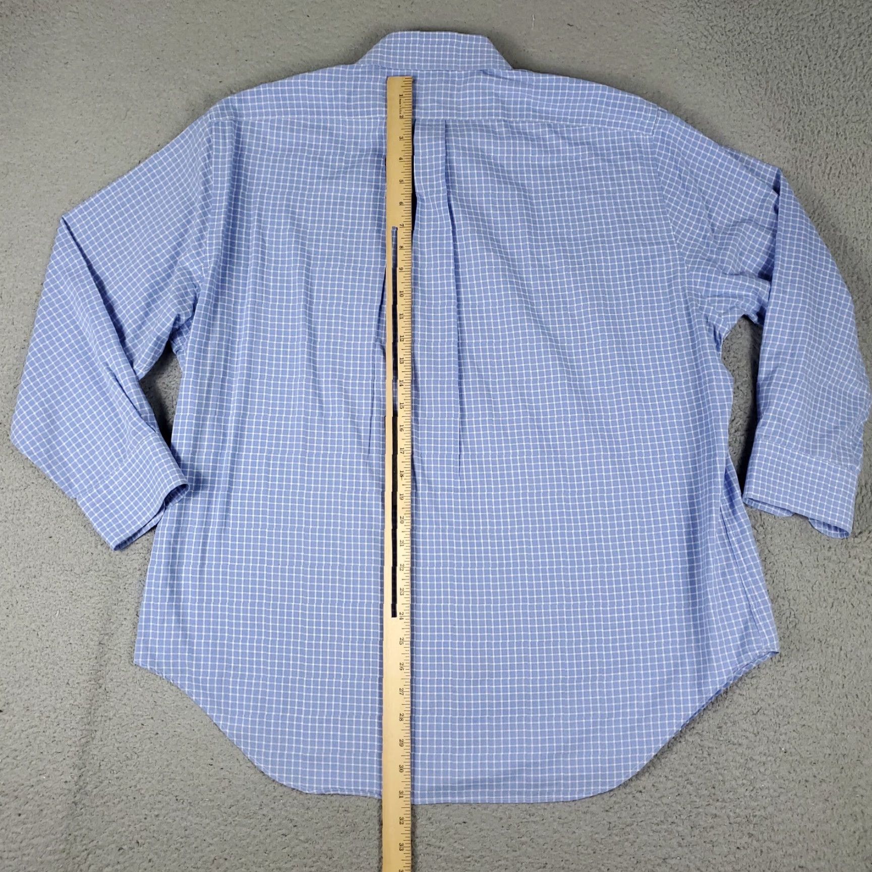 Ralph Lauren Ralph Lauren Shirt Mens 17.5 Blue Check Dress Shirt Long Sleeve Button-Down Collar 100% Cotton Regular Mens Size 46R - 4 Thumbnail