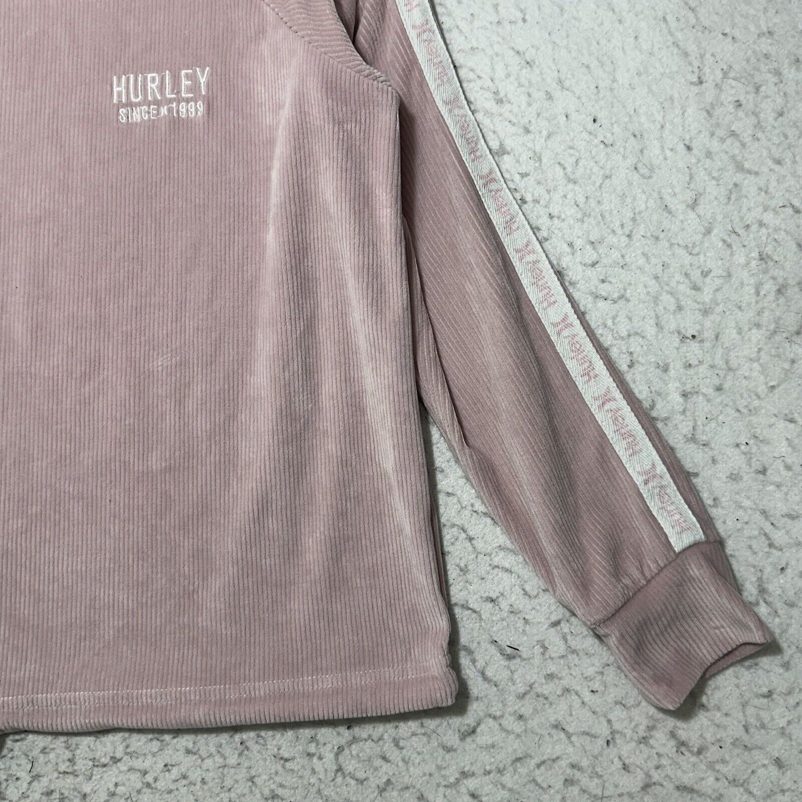 Hurley Hurley Small Velour Crewneck Sweatshirt Light Pink + White Size S / US 4 / IT 40 - 5 Thumbnail