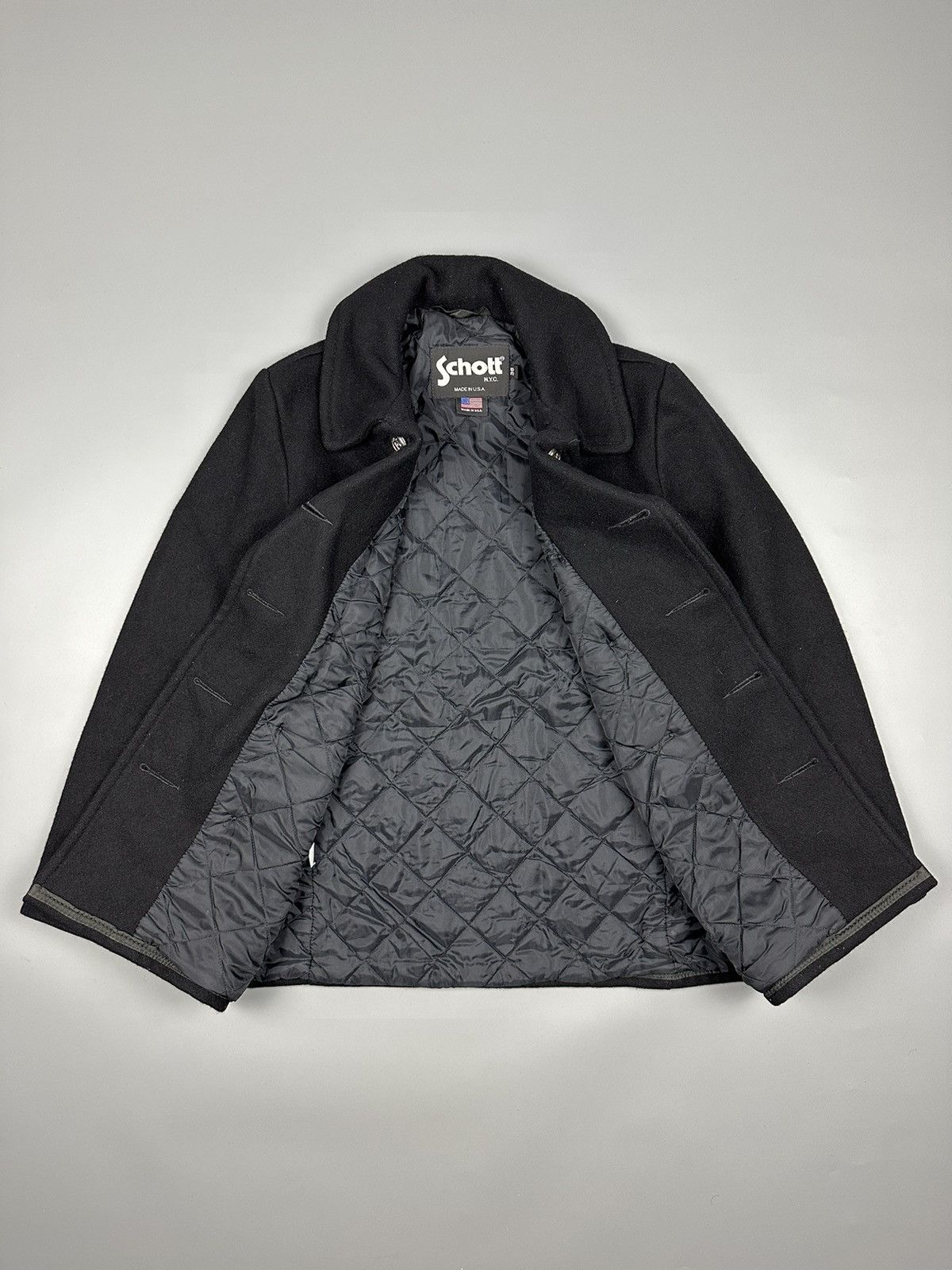 Designer × Schott Schott NYC USA Double Collar Wool Coat Size US M / EU 48-50 / 2 - 5 Thumbnail