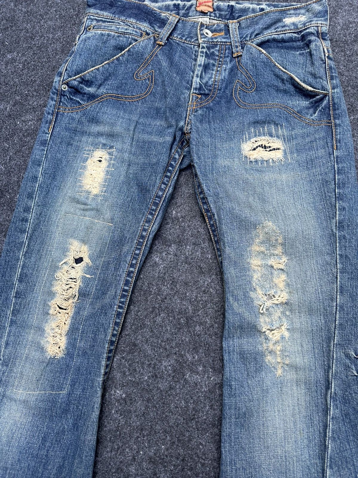 JACKROSE 90s Jackrose by Sanko.Co Flare Distressed Denim 31x33 D18 Size US 31 - 4 Thumbnail