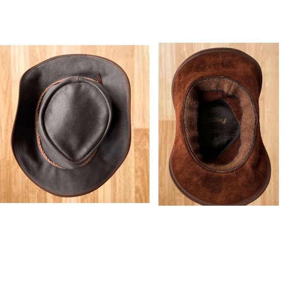 Vintage Vintage Australian Geographic Leather Hat Large 59 Brown Au Size ONE SIZE - 3 Thumbnail