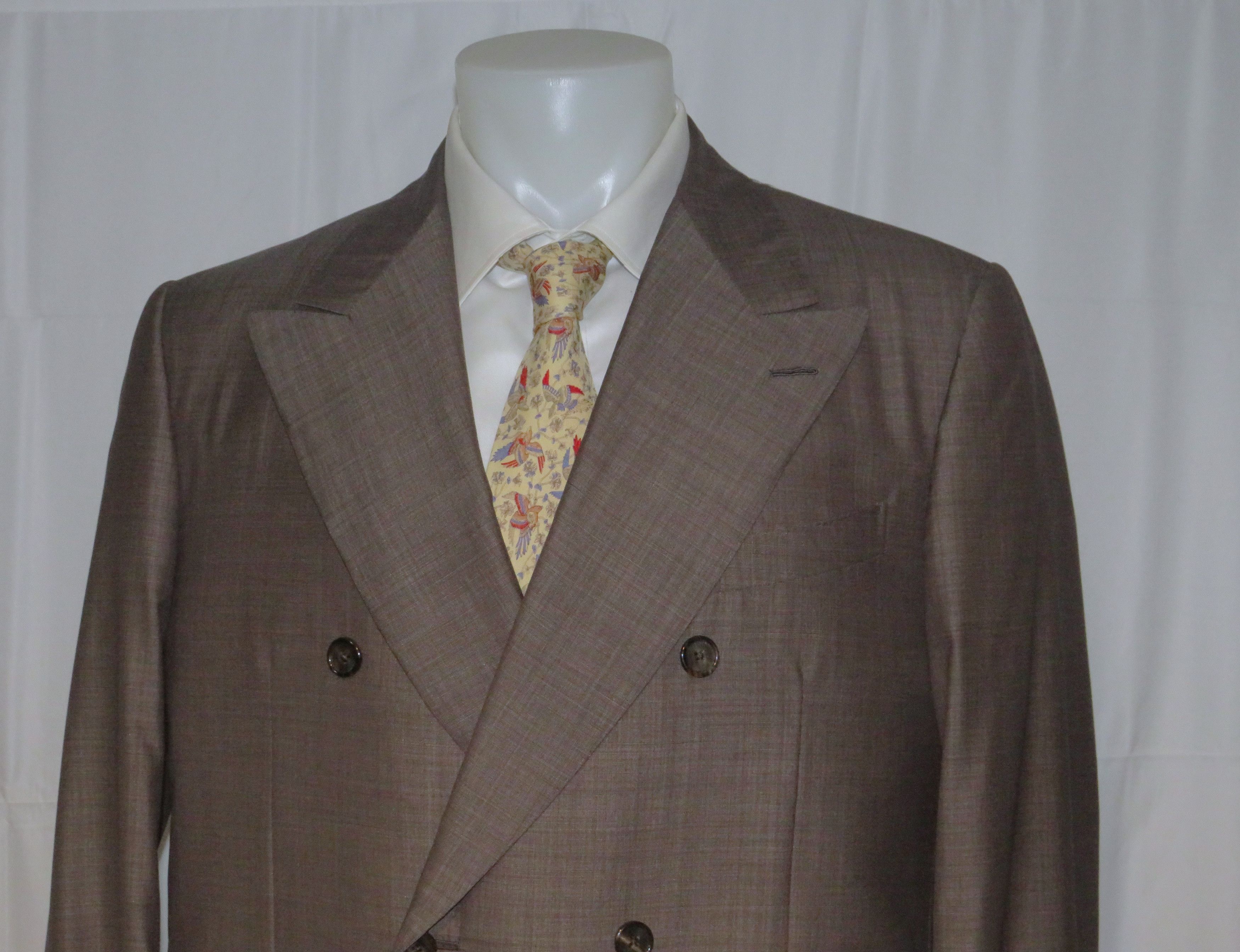 Caruso Brown Tic Pattern Silk Blend Double Breasted Suit 48R NWT Size 48R - 4 Thumbnail
