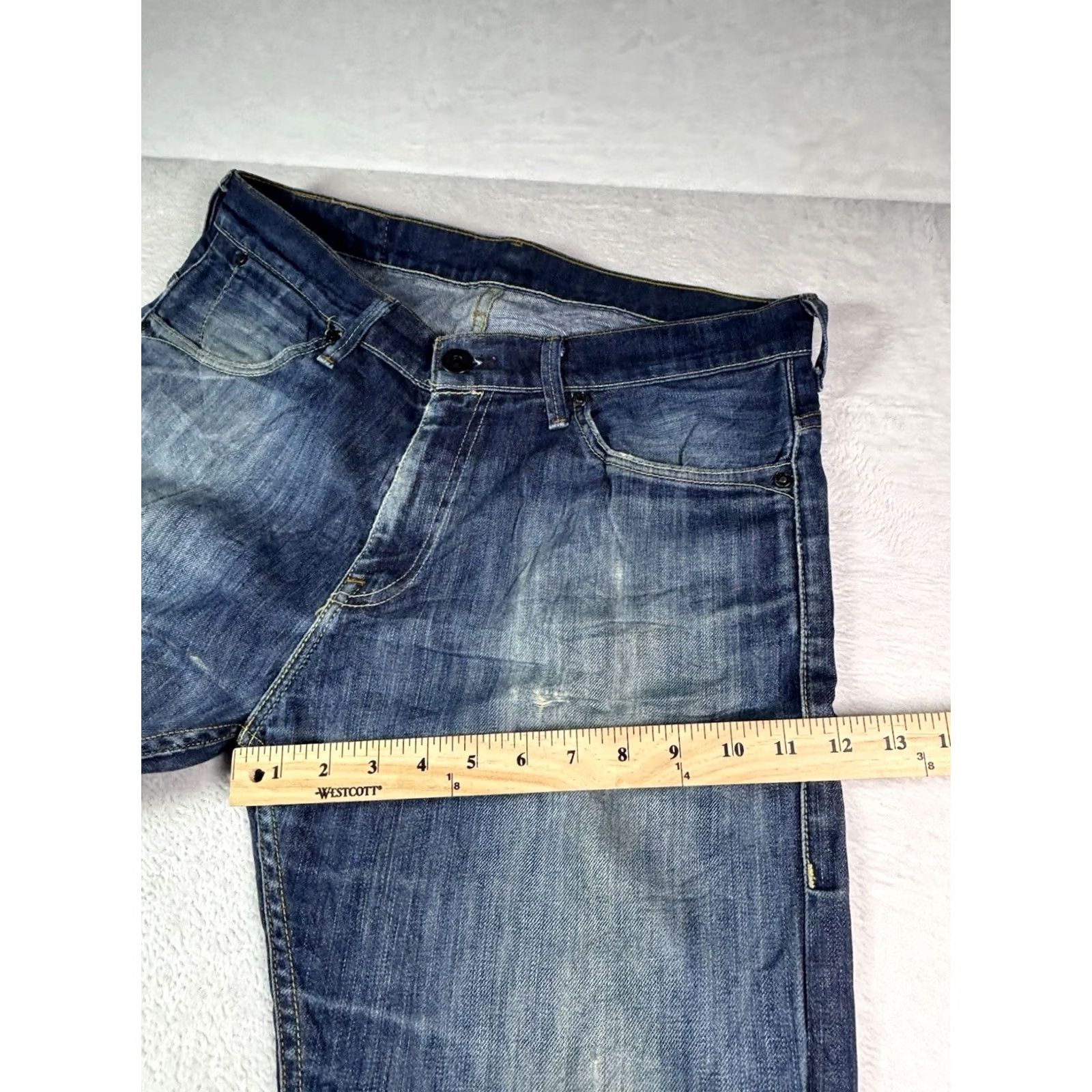 Levi's VINTAGE Levi's 504 Jeans Mens Size 33x34 Blue Distressed Denim Straight Regular Waist 33 Inseam 34 USA College Retro Cowboy USA Levi's 500 Series Size US 33 - 6 Thumbnail