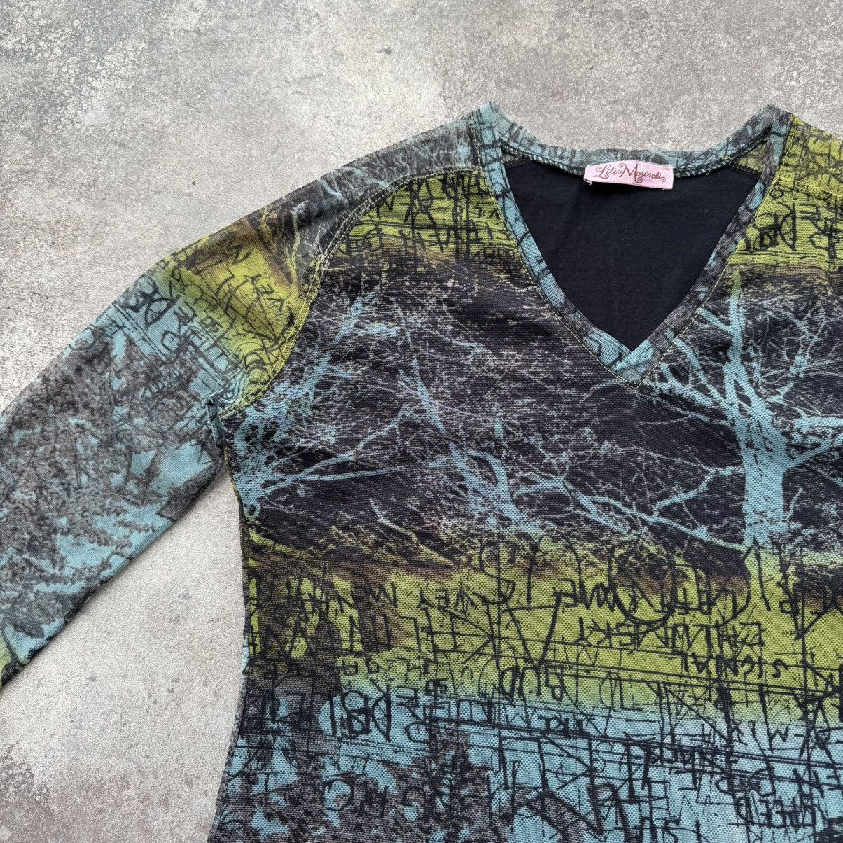 20471120 Lili Mercredi France Vintage Mesh Long Sleeve Top Size M / US 6-8 / IT 42-44 - 2 Thumbnail