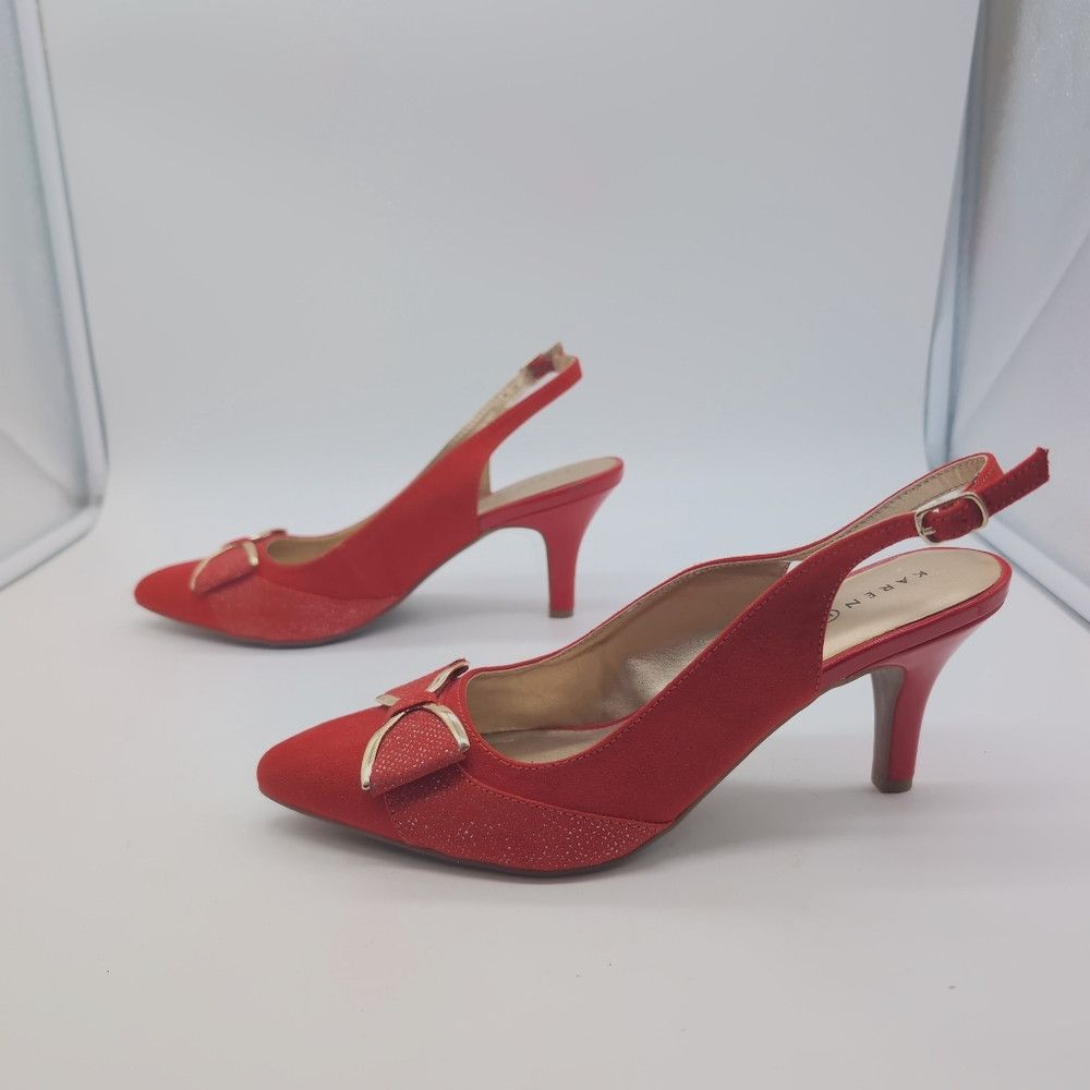 Other Karen Scott Sz 9.5 Elegant Red Slingback Heels Gladiss Size US 9.5 / IT 39.5 - 4 Thumbnail