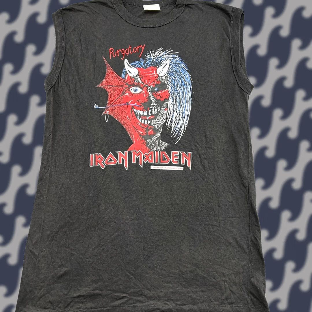 Vintage VINTAGE Iron Maiden Purgatory 1981 President Exclusive Mens Shirt Large Black Sleeveless T-Shirt Size US L / EU 52-54 / 3 - 1 Thumbnail