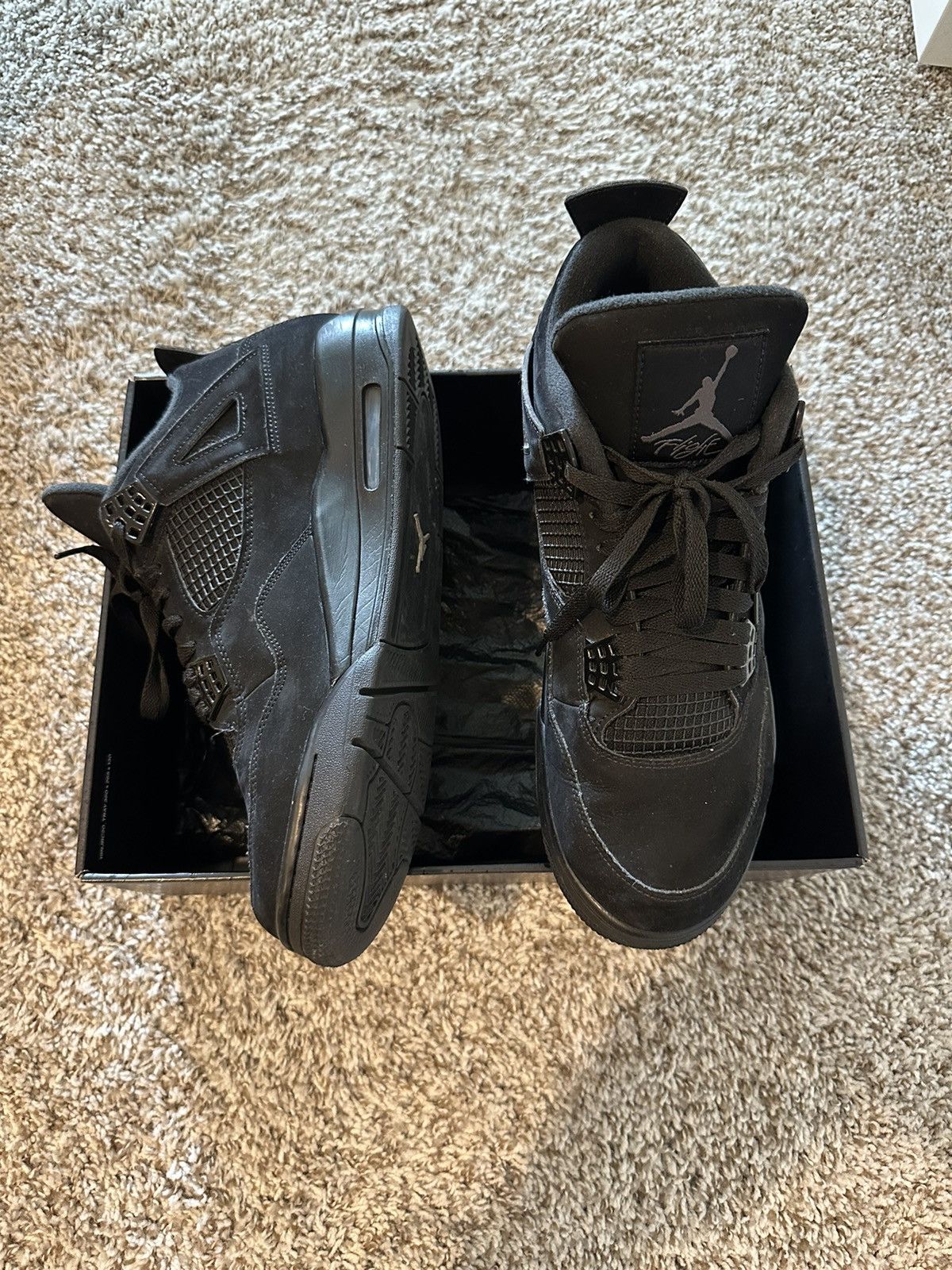 Jordan Brand × Nike Jordan 4 Retro Black Cat (2020) Men's Size 12 Size US 12 / EU 45 - 3 Thumbnail