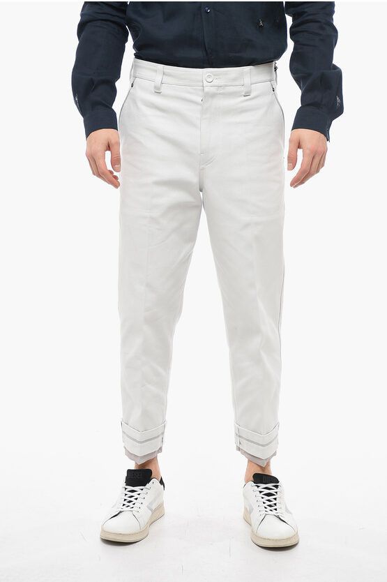 image of Dior Canvas Cropped Pants With Cuffs in White, Men's (Size 32)