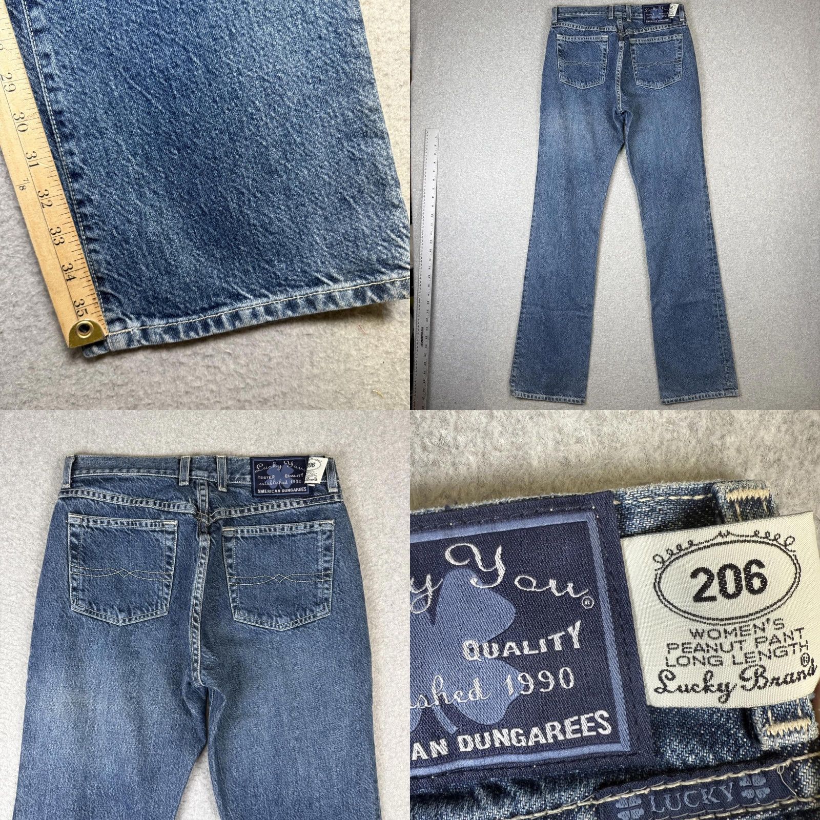 Lucky Brand VINTAGE Lucky Brand Jeans Dungarees Women 10/30 Peanut Pant Long Length Blue NOS Women 10/30 Regular Size Pants Jeans Mens/Girls? Size 32" / US 10 / IT 46 - 8 Thumbnail