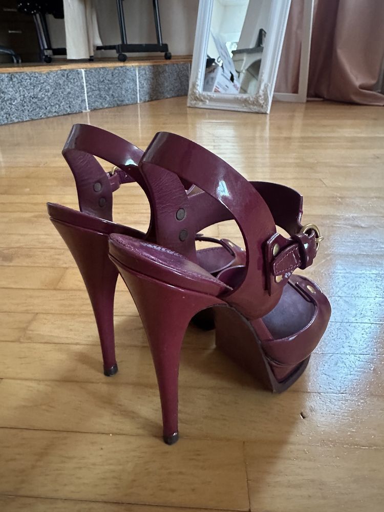 Yves Saint Laurent Yves Saint Laurent Burgundy Heels Size US 7 / IT 37 - 4 Thumbnail