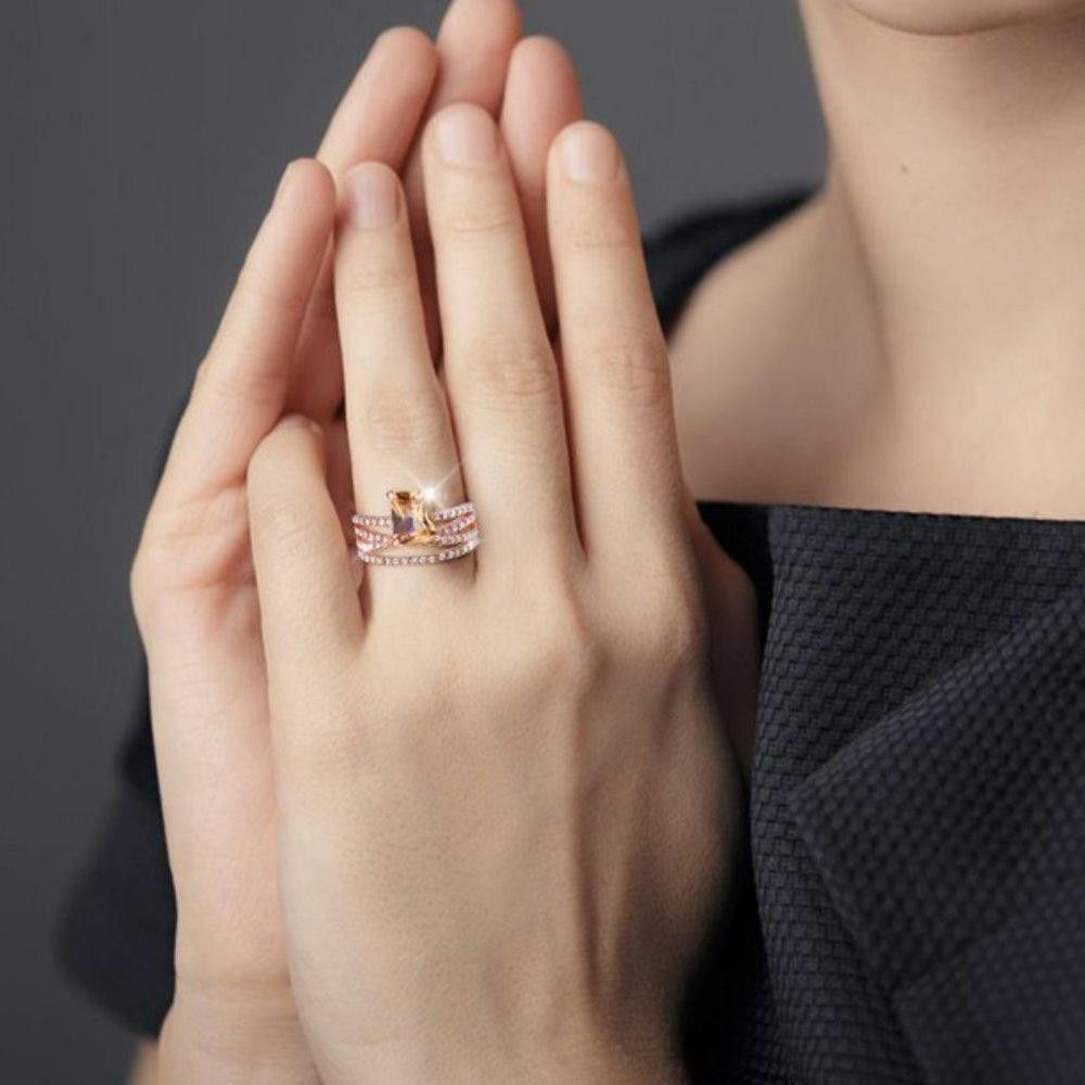 Designer Sparkling Champagne Morganite Crystal Engagement Ring Size ONE SIZE - 8 Thumbnail