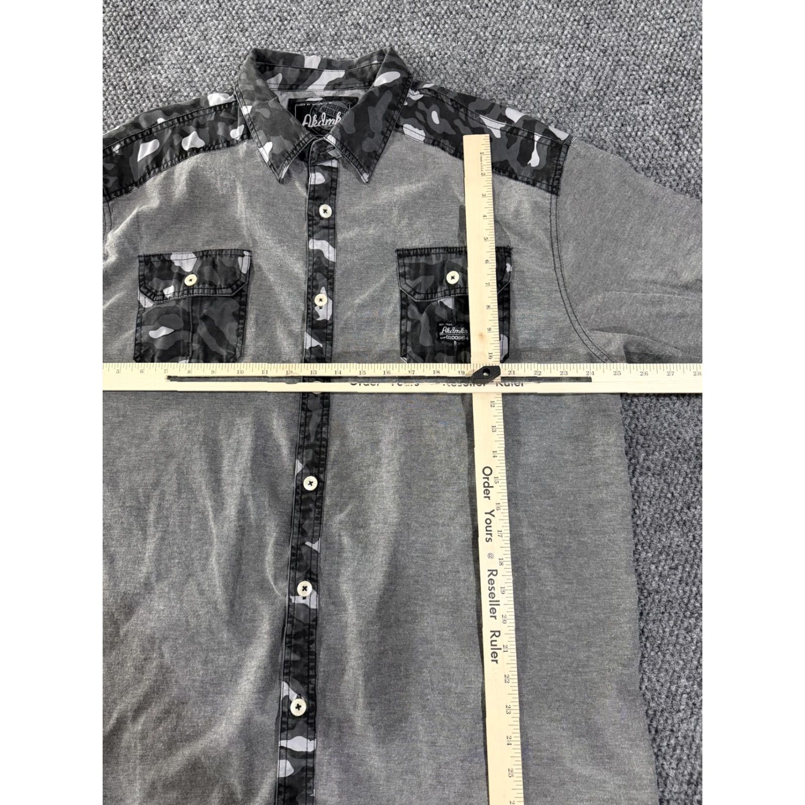 Vintage Akdmks Shirt Mens 3XL Gray Camouflage Trim Long Sleeve Button Front Outdoor Casual Size US XXL / EU 58 / 5 - 3 Thumbnail