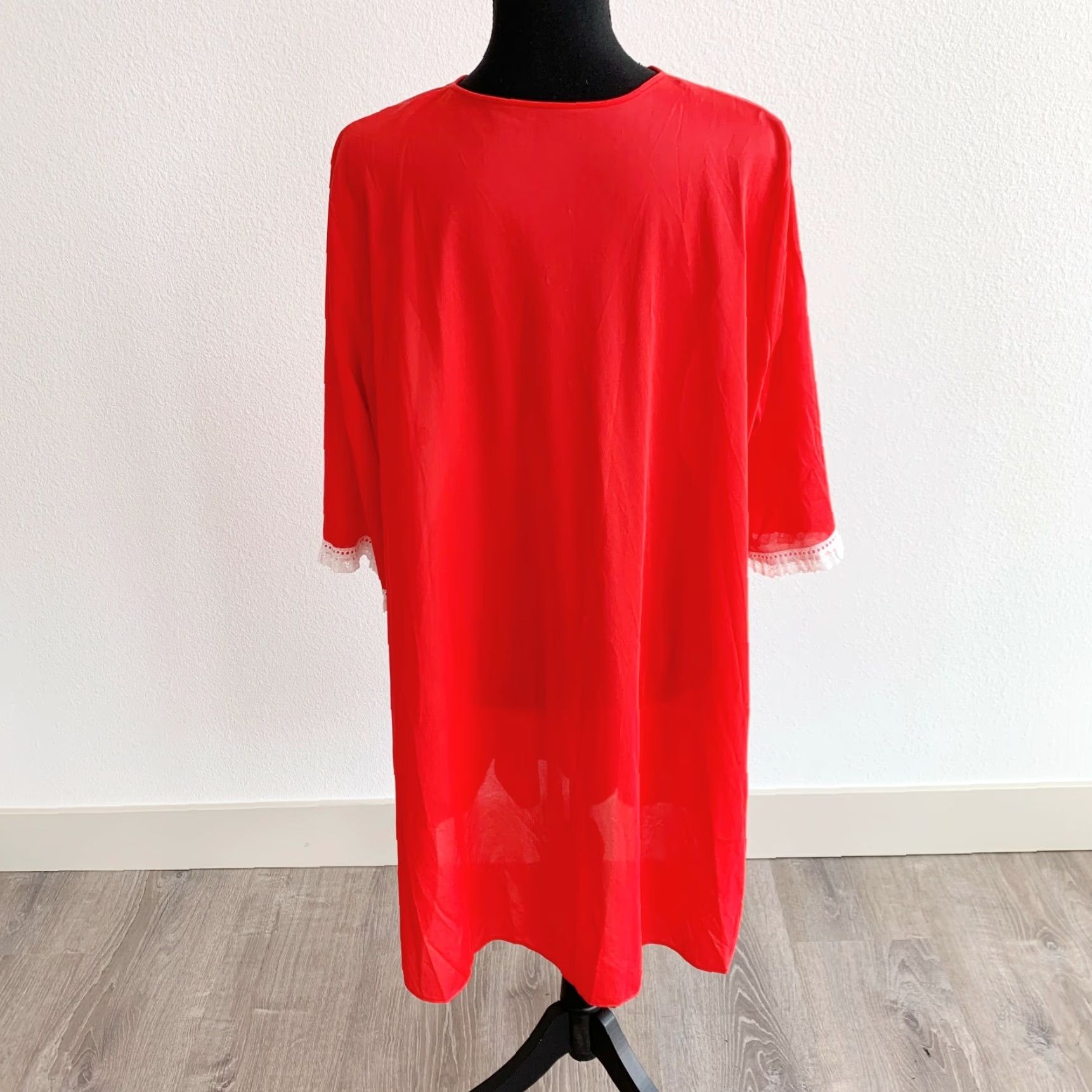 Vintage VINTAGE Lorraine Red White Nylon Lace Nightie Nightgown Robe Set Size Large Ladies Nightgown Set Nylon Lace GoGo 1960s Red Lorraine Mens? Size ONE SIZE - 5 Thumbnail