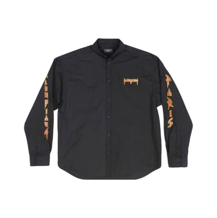 Balenciaga Balenciaga Black Long Sleeve Logo Shirt Size US M / EU 48-50 / 2 - 1 Thumbnail