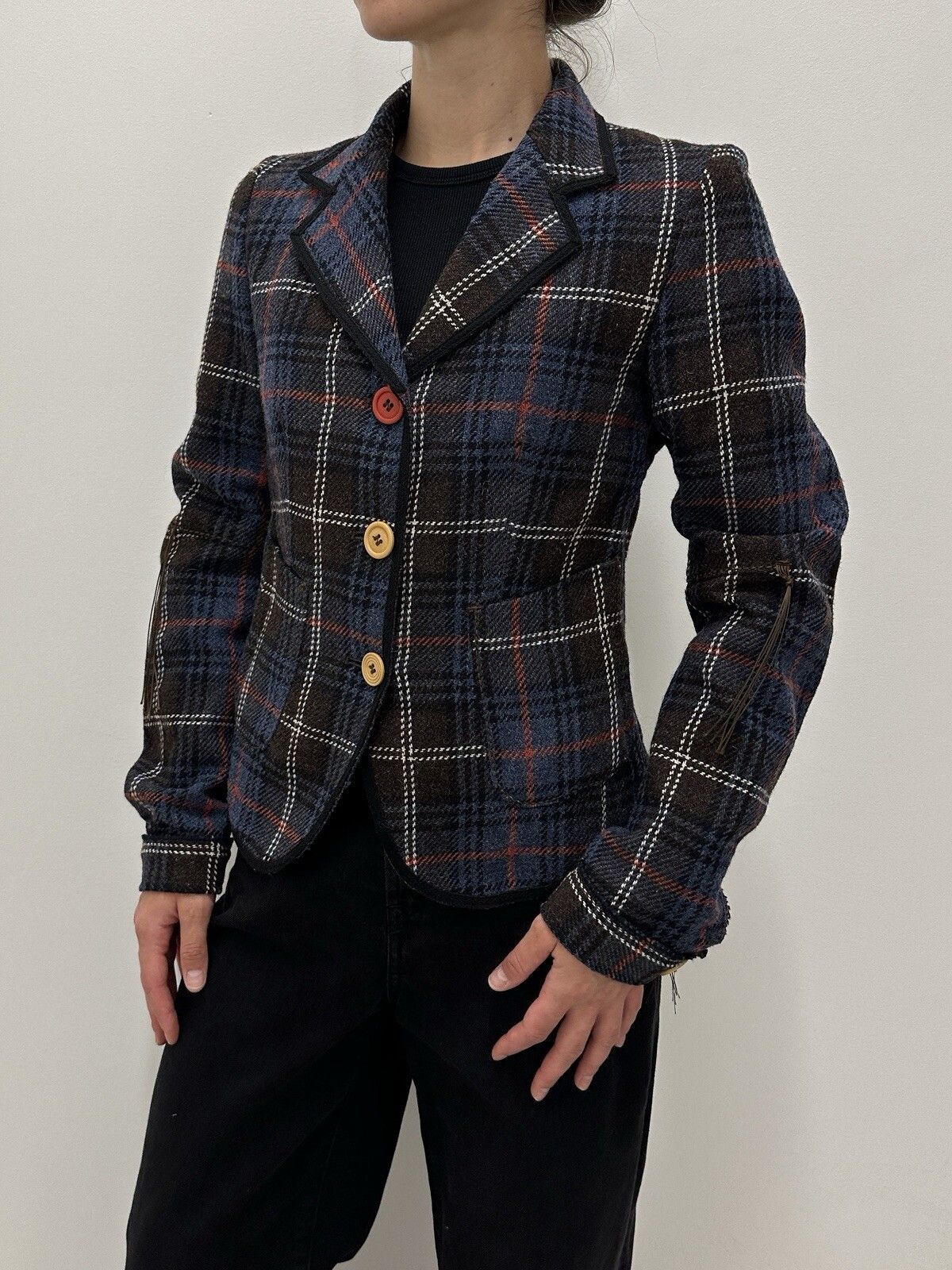 Marithe + Francois Girbaud Marithe Francois Girbaud Women's Tweed Plaid Blazer Jacket Size S / US 4 / IT 40 - 1 Thumbnail