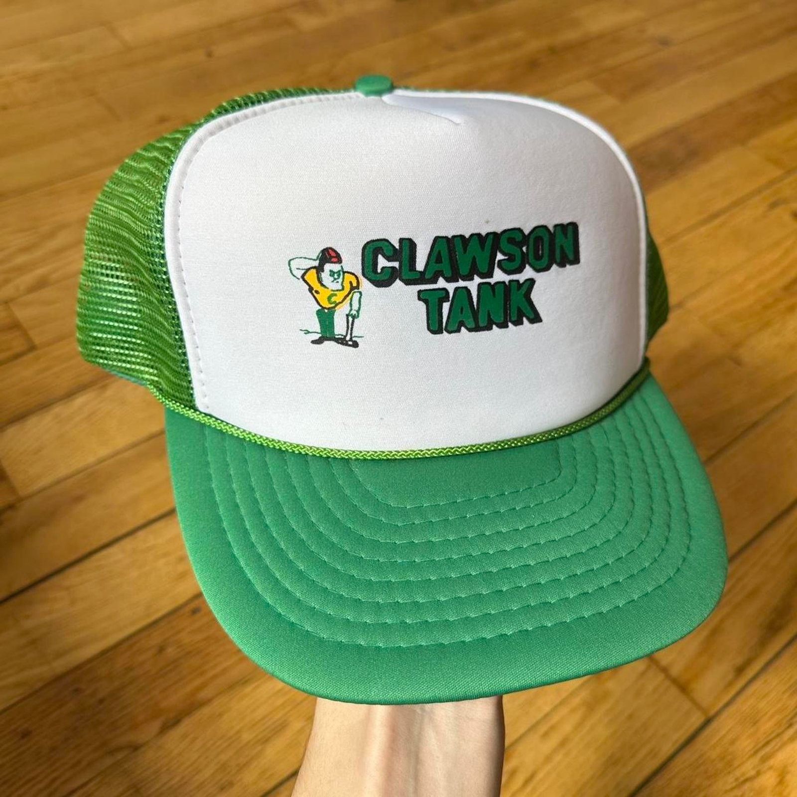 Vintage Vintage 90s Clawson Tank Green White Funny Trucker Hat Size ONE SIZE - 1 Thumbnail