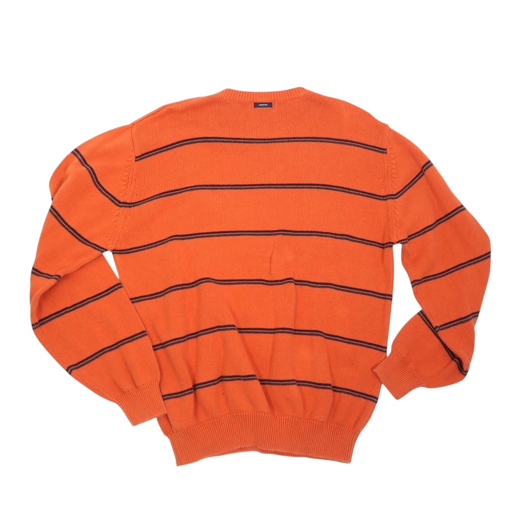 Nautica VINTAGE Nautica Sweater Shirt Pullover Crew Neck 90s Orange Navy Stripe Mens XL Cotton Knit Long Sleeve Size US XL / EU 56 / 4 - 2 Thumbnail