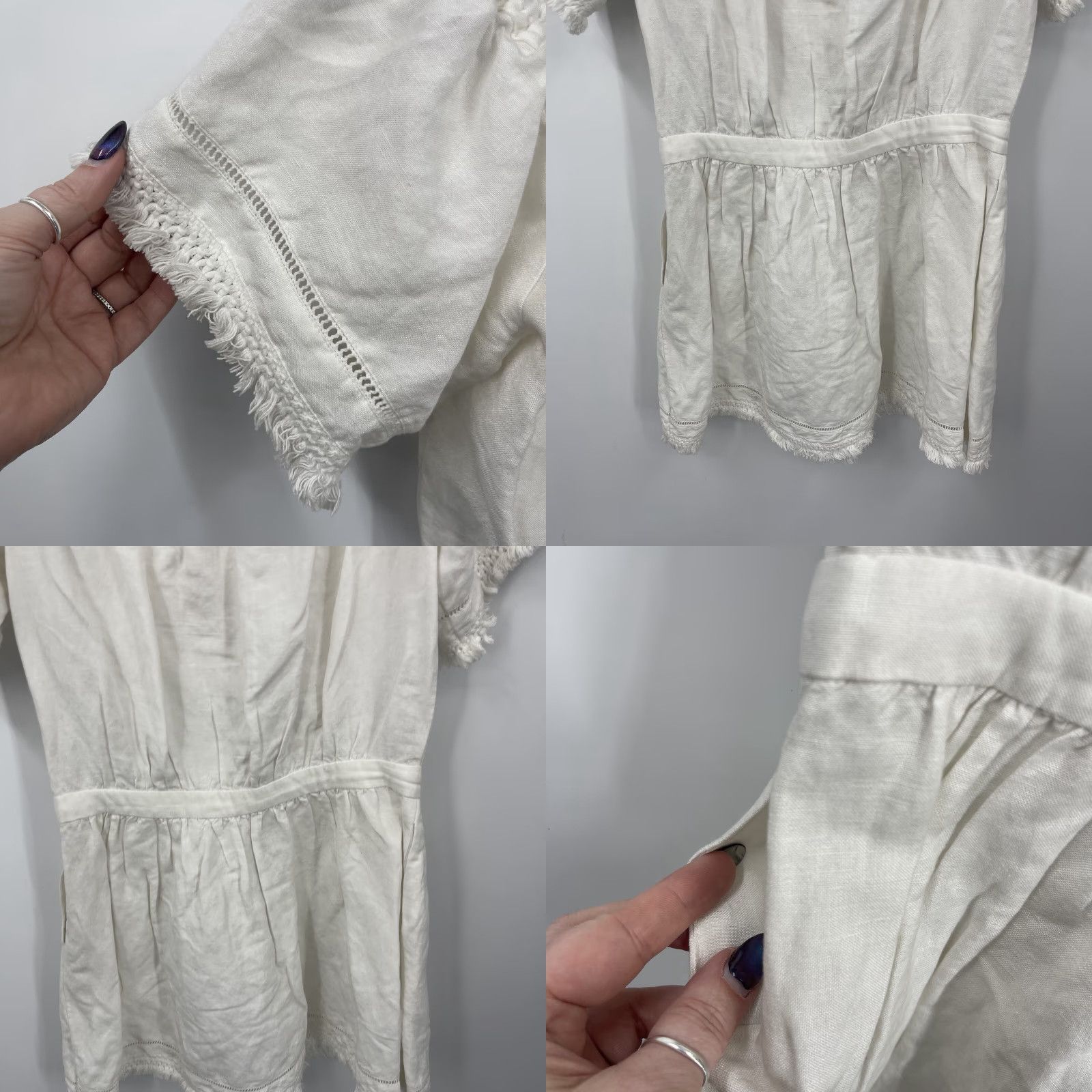 Vintage TJD Dress The Jetset Diaries Womens Mid Ivory Mini Linen Blend Cottagecore Size M / US 6-8 / IT 42-44 - 8 Thumbnail