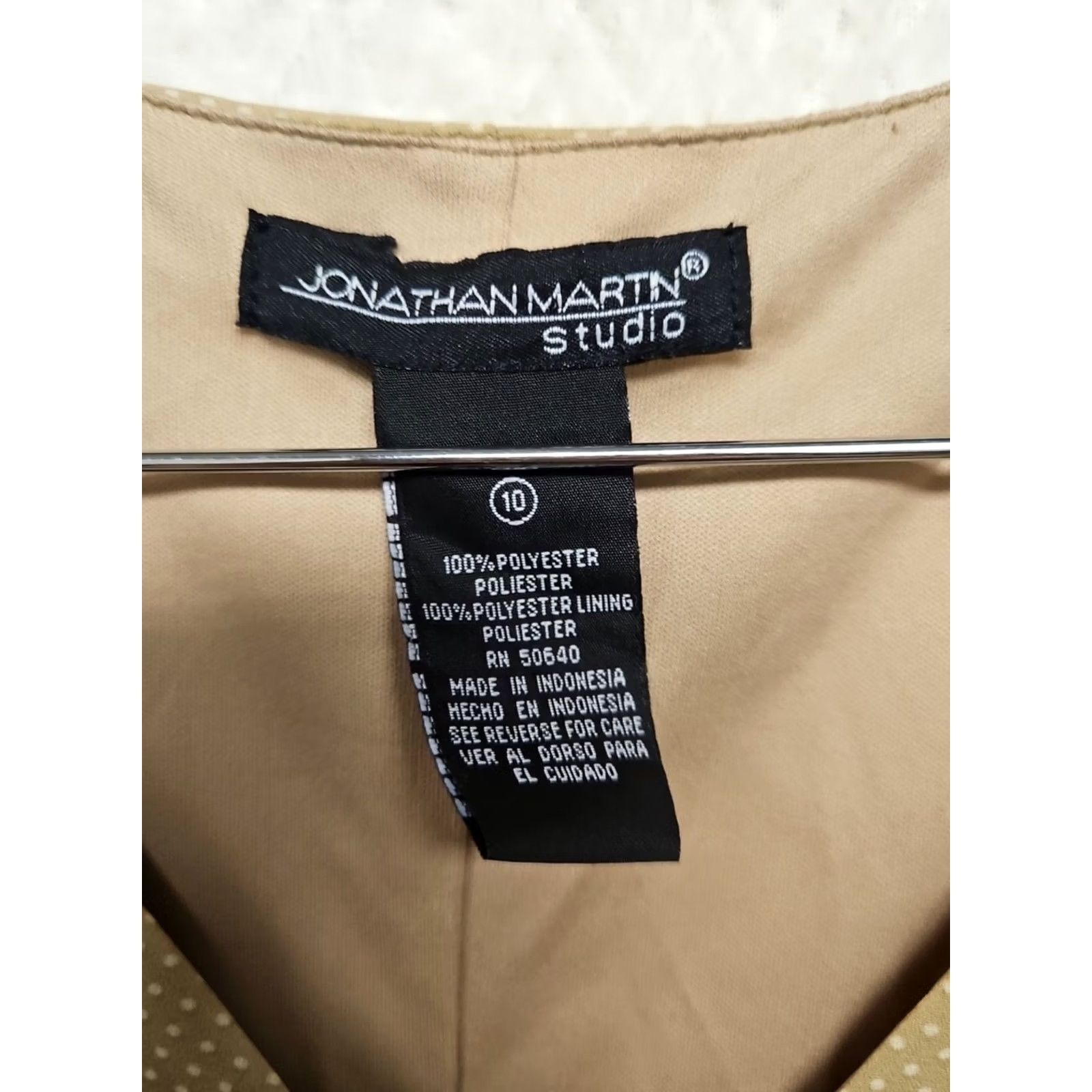 Vintage Jonathan Martin Studio Wrap Dress Size 10 Tan Lined Short Sleeve Y2K Workwear Women Size 32" / US 10 / IT 46 - 4 Thumbnail
