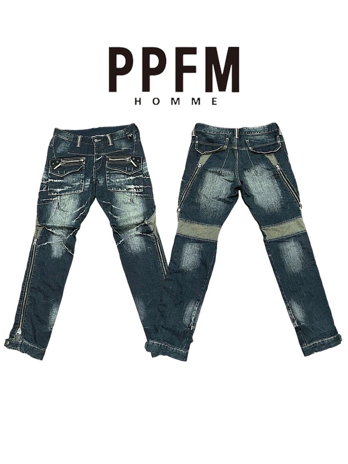 Japanese Brand PPFM Punk Seditionaries Zipper Stone Wash Jeans Size US 34 / EU 50 - 1 Thumbnail