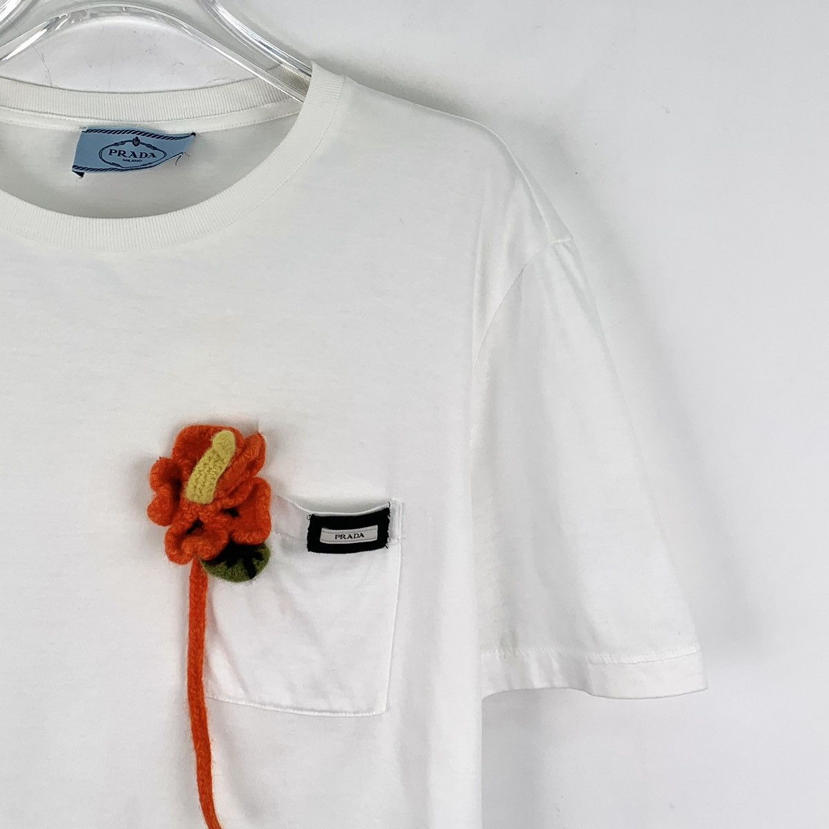 Prada Prada Pocket Floral Embroidered Short Sleeve T-shirt K26WX Size US L / EU 52-54 / 3 - 3 Thumbnail