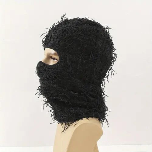 Japanese Brand Balaclava Distressed Knitted Fuzzy Beanie Hat Size ONE SIZE - 1 Thumbnail