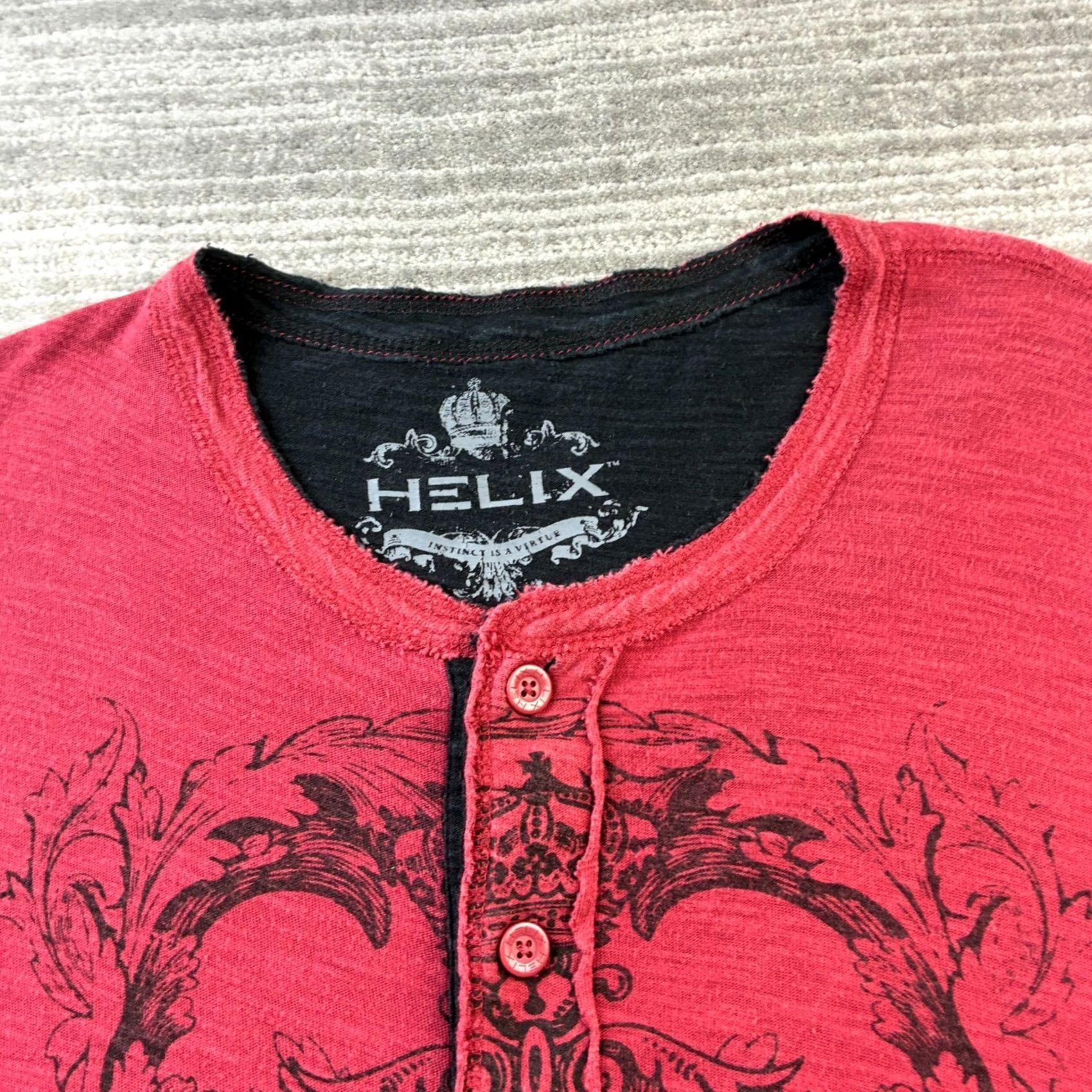 Vintage Helix Shirt Mens XL Red Henley Y2K Grunge Emo Cyber Size US XL / EU 56 / 4 - 4 Thumbnail
