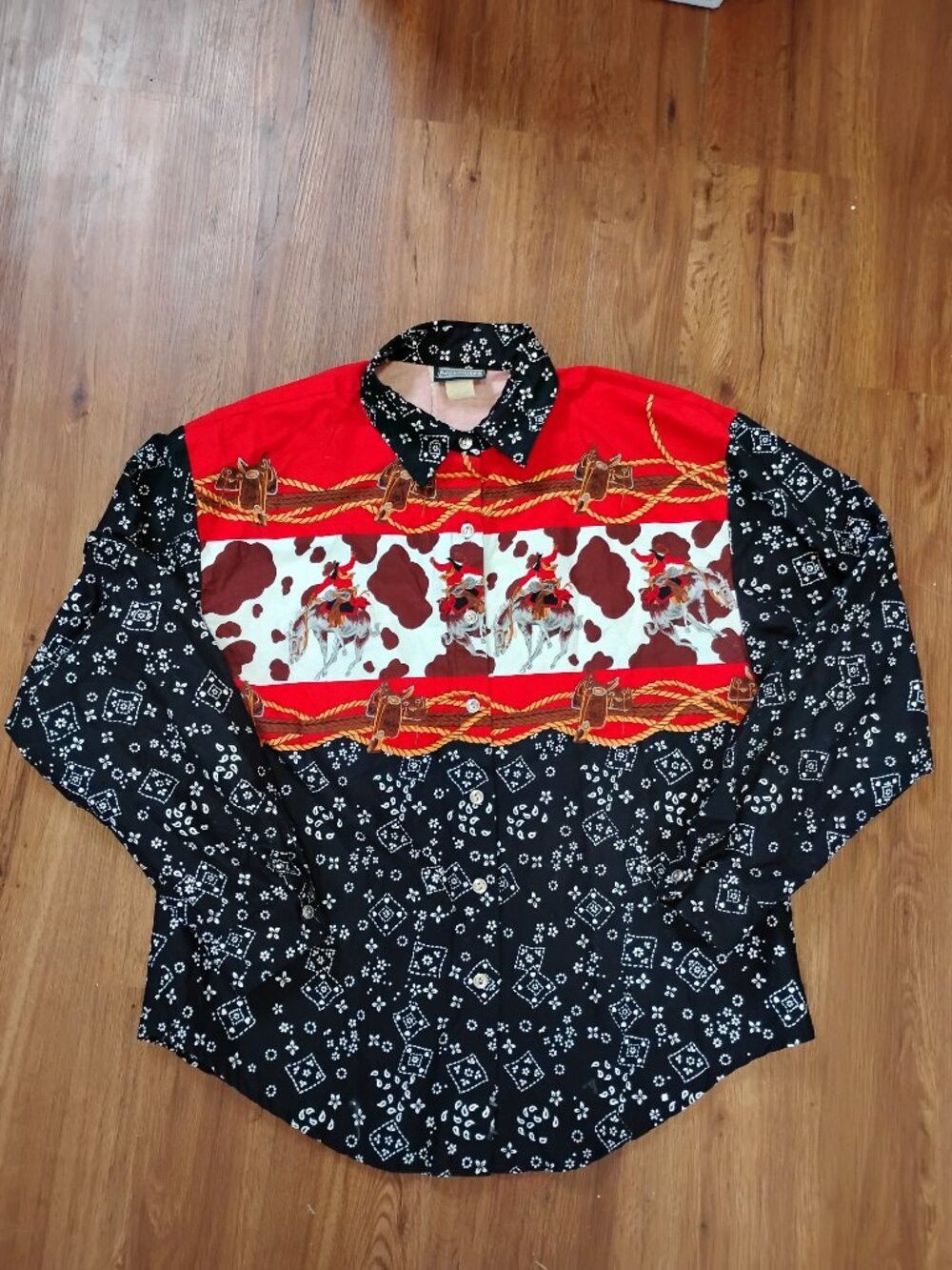 Other Vintage Roughrider Circle T Cowboy Horse Bandana Shirt Size US L / EU 52-54 / 3 - 2 Thumbnail