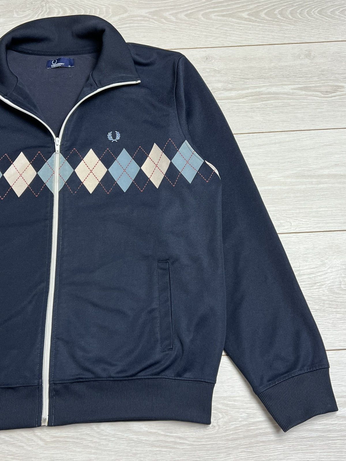 Fred Perry Fred Perry Argyle Track Jacket Navy Size US XL / EU 56 / 4 - 3 Thumbnail