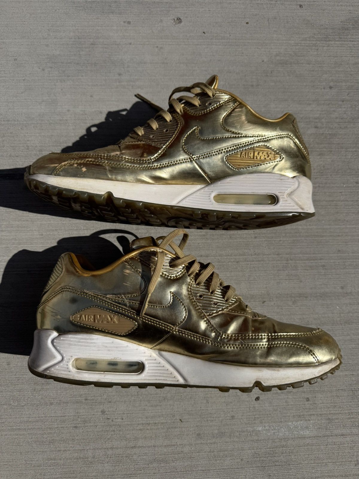 Nike NIKE AIR MAX 90 PREMIUM ID LIQUID GOLD SIZE 12 Size US 12 / EU 45 - 2 Thumbnail