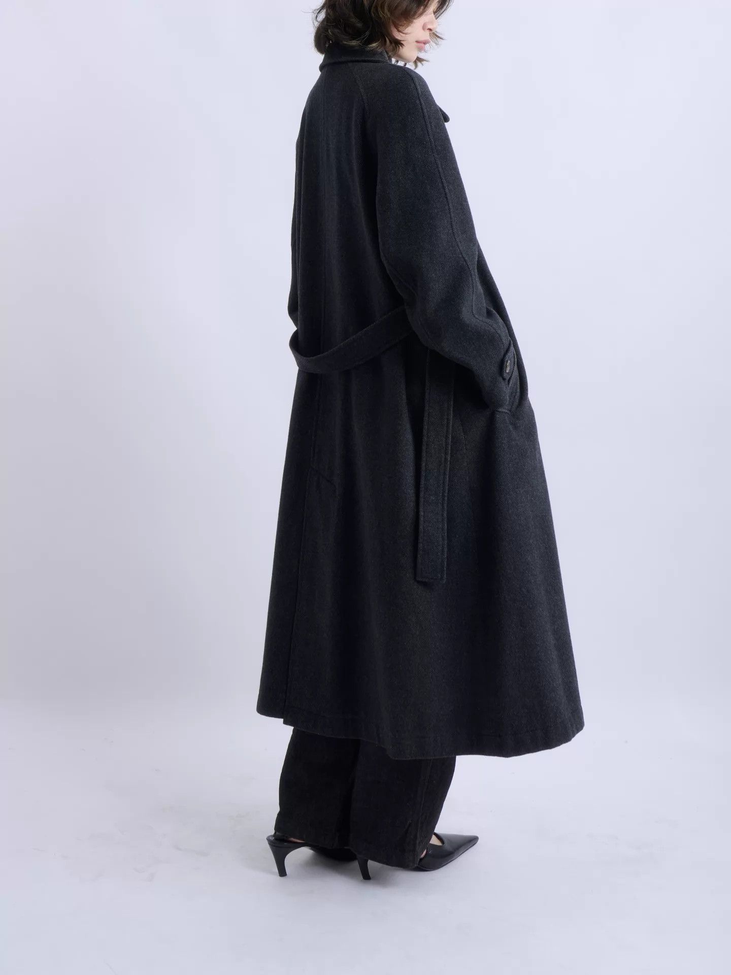 Kenzo KENZO 80s Charcoal Herringbone Wool DB Belted Coat Size US S / EU 44-46 / 1 - 6 Thumbnail