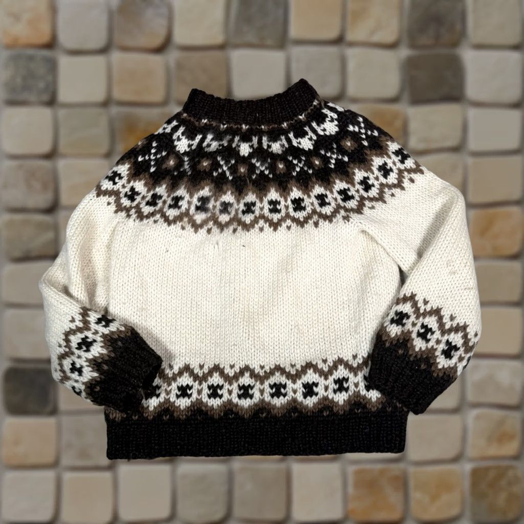 Vintage VINTAGE Hilda Ltd Sweater Mens Medium Beige Fair Isle Pattern Pure Wool Jumper Size US M / EU 48-50 / 2 - 1 Thumbnail