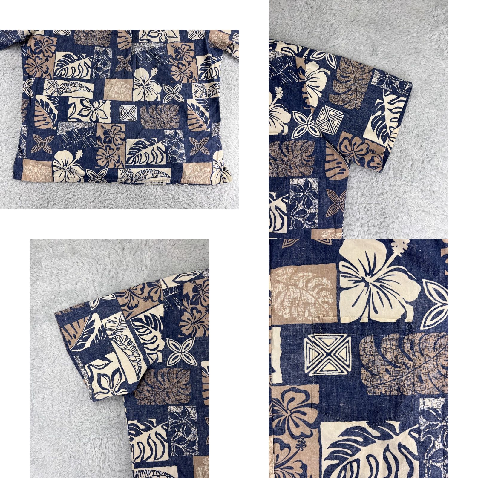 Vintage RJC Hawaiian Shirt Mens XL Blue Beige Button-Up Leaf Pattern Floral Resort Vacation Luau Aloha Beach Mens XL Blue Size US XL / EU 56 / 4 - 8 Thumbnail