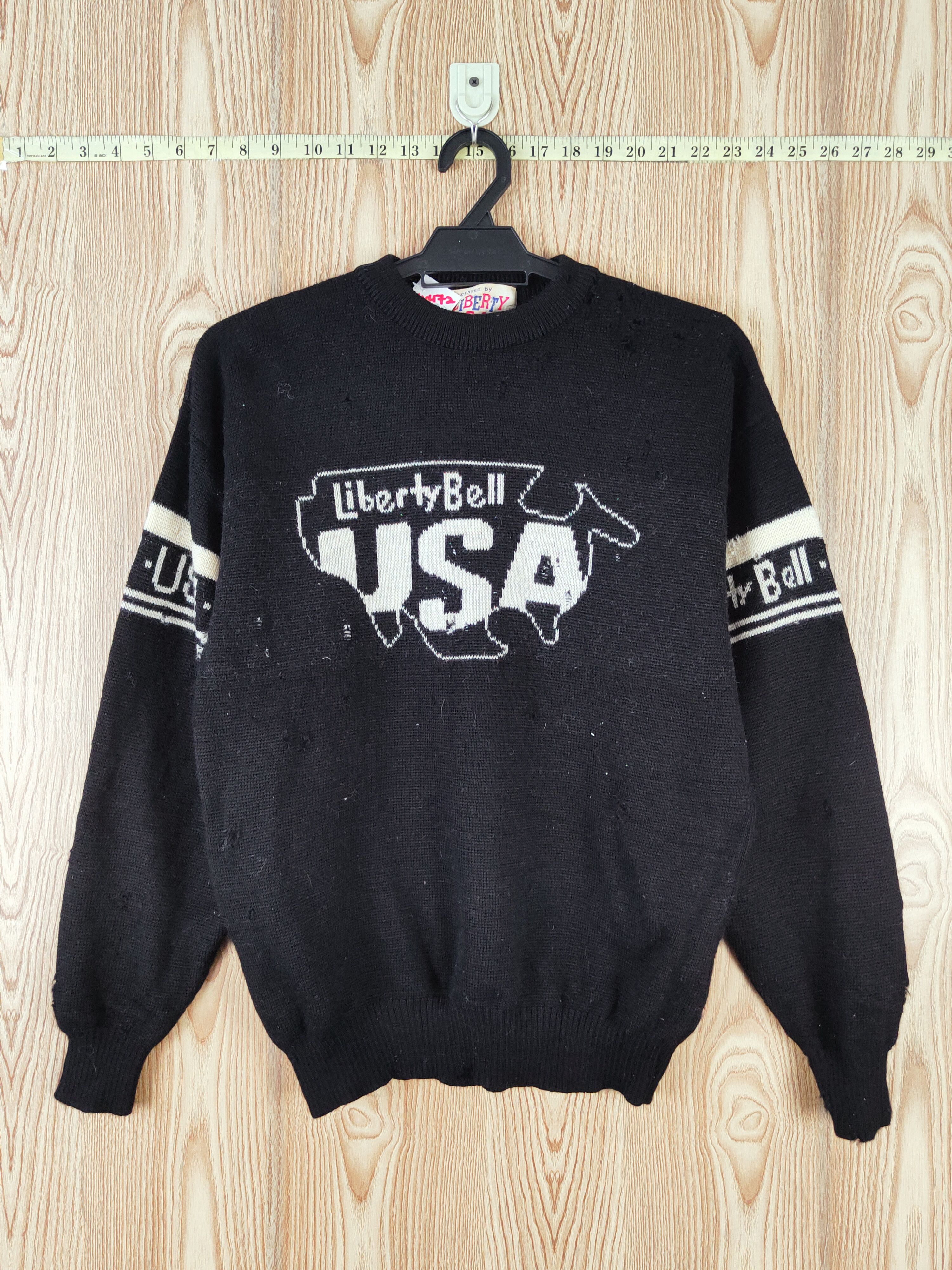 Vintage Liberty Bell vintage ripped Black Knitwear Sweatshirts #W472 Size US S / EU 44-46 / 1 - 1 Thumbnail