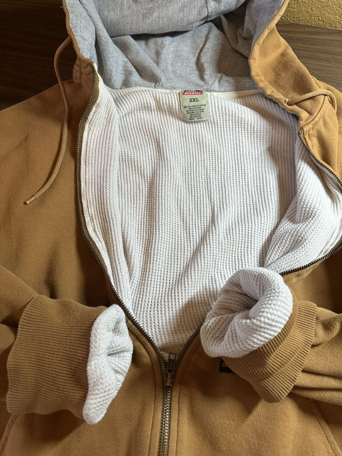 Vintage 2000s Dickies Thermal Lined Waffle Knit Full Zip Hoodie Size US XXL / EU 58 / 5 - 3 Thumbnail