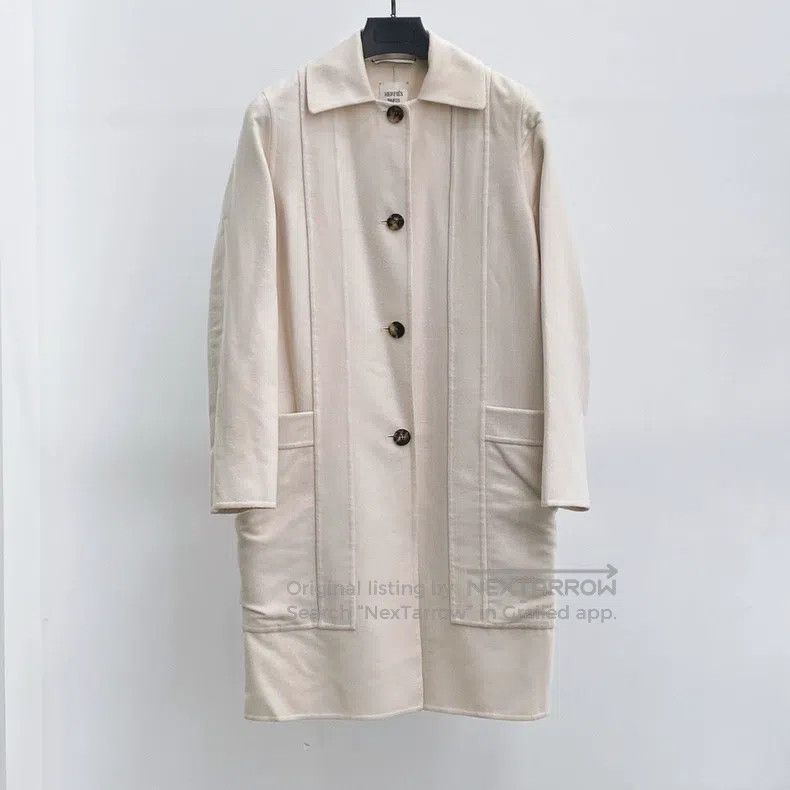 Hermes Hermes Beige 100% cashmere single-breasted coat Size XS / US 0-2 / IT 36-38 - 1 Thumbnail