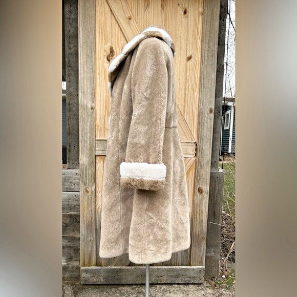 Sears Vintage Sears Fashions Brown White Stripe Faux Fur Coat Size L / US 10 / IT 46 - 4 Thumbnail