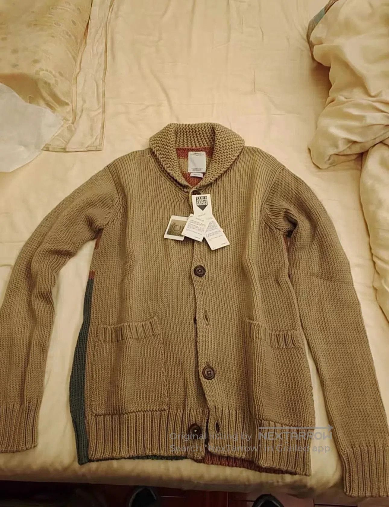 Visvim VISVIM Beige Mud-Dyed Cross Cardigan. Size US L / EU 52-54 / 3 - 1 Thumbnail