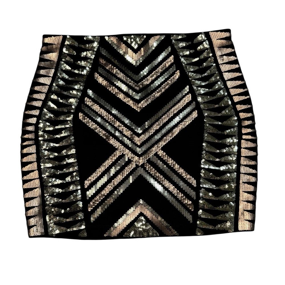Express EXPRESS High Waisted Sequin Mini Black Skirt Size M Size 30" / US 8 / IT 44 - 4 Thumbnail