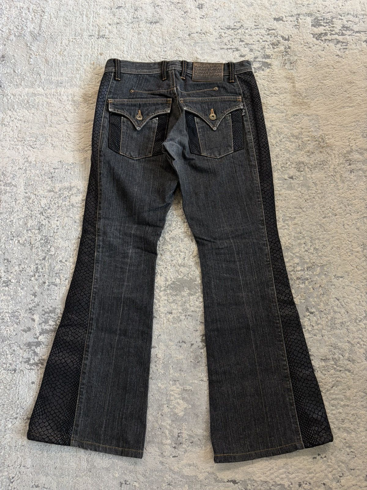 Morgan Homme Snake Print Pleated Flare Denim Size US 29 - 7 Thumbnail