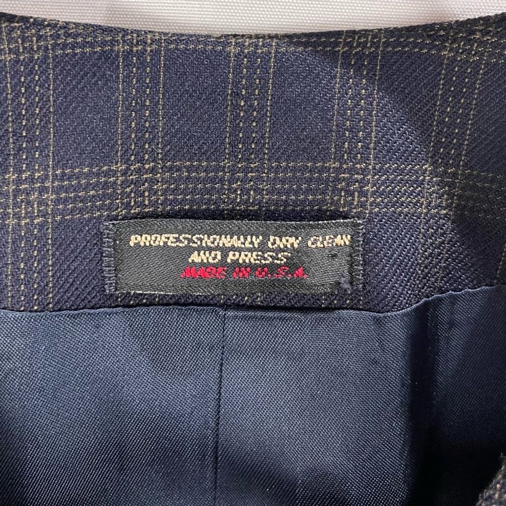 Vintage Vintage 100% Wool Navy Plaid Tailored Short Jacket US S Size S / US 4 / IT 40 - 5 Thumbnail